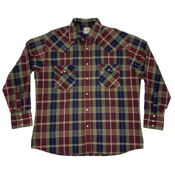 Western Plains Trading Shirt Mens XL Extra Large Plaid Snap Button Lightweight * - Picture 1 of 9